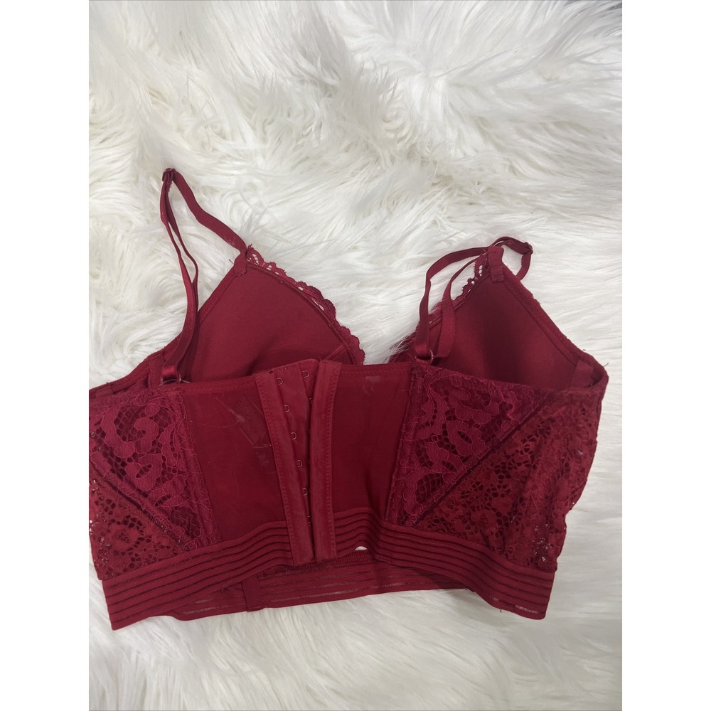 Victoria's Secret Plunge Lace Cutout Demi Buster Red Very Sexy Longline Bra 34C